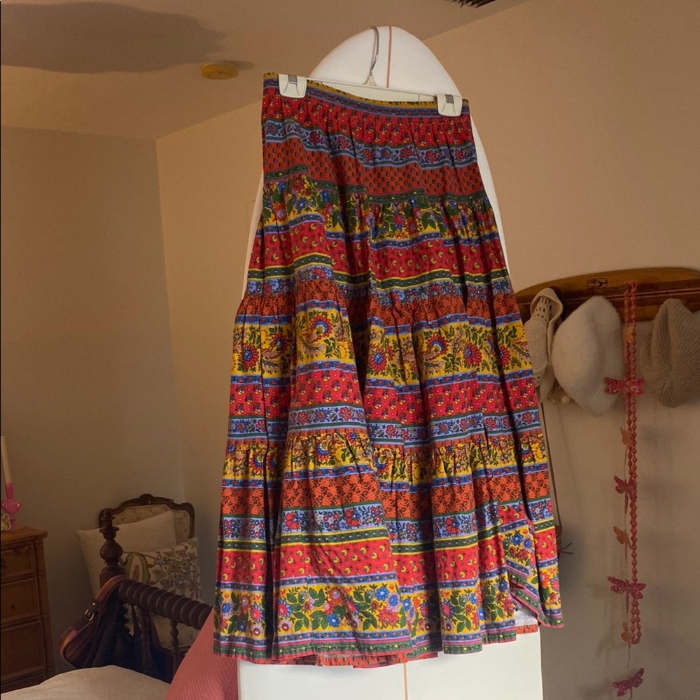 Boho Mexican-Style Multicolor Maxi Skirt – Fits Like Medium (No Tag)